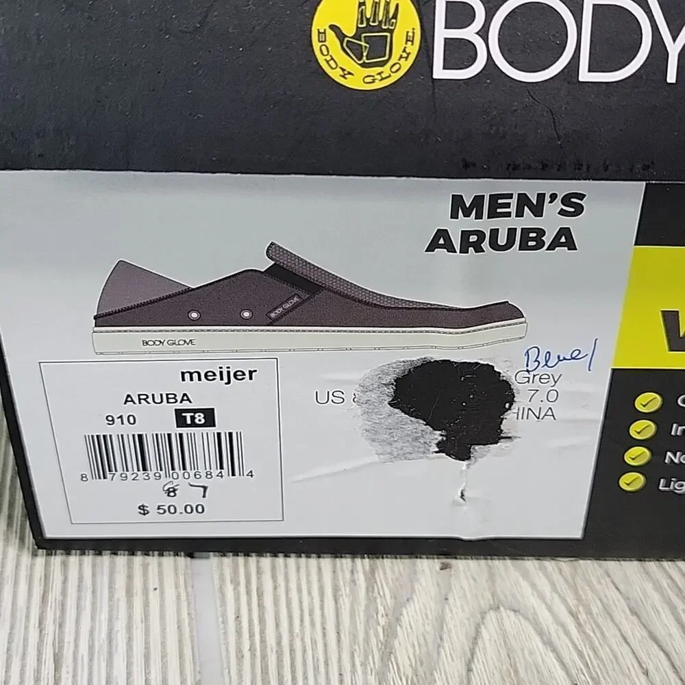Body Glove Aruba Hydro Slip On Shoes Grey Blue Mens Size 7 NEW